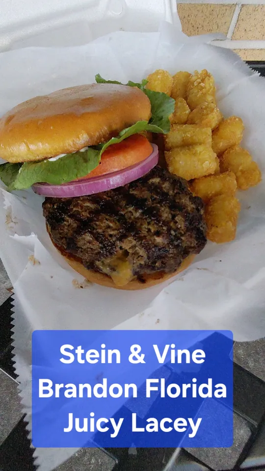 Burger at The Stein & Vine, Brandon – $14.99 on the menu