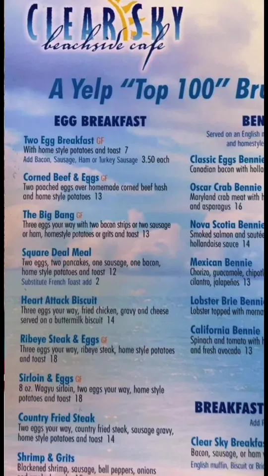 Breakfast at Clear Sky Beachside Cafe, Clearwater – $8 on the menu