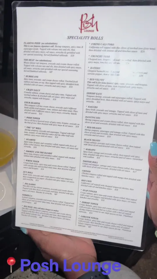 Sushi at Posh Lounge, Fort Lauderdale – $3.50 on the menu