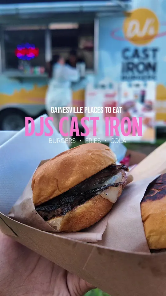 Burger at DJ's Cast Iron Burgers - Food Truck, Gainesville – $6.99 on the menu