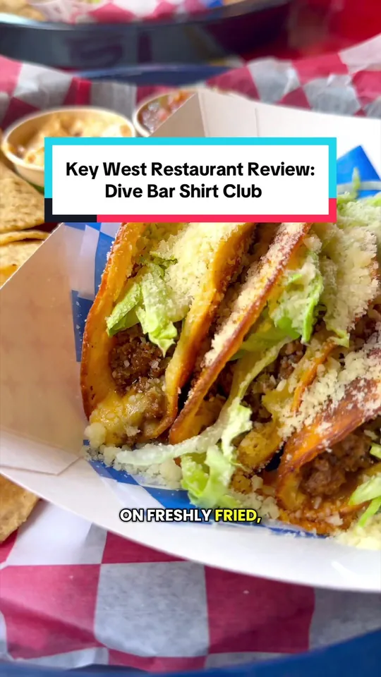 Tacos at The Dive Bar Shirt Club, Key West – $14 on the menu