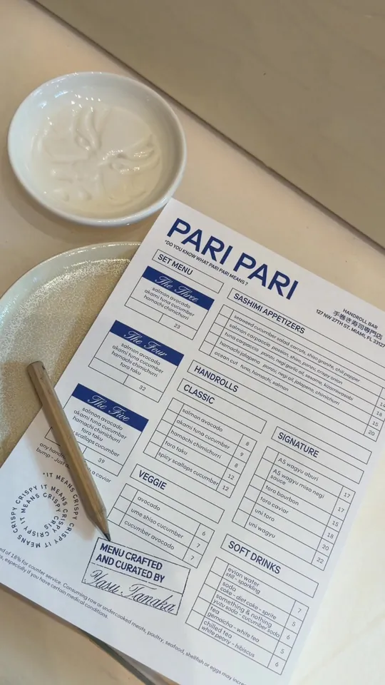 Sushi at PARI PARI Handroll Bar, Miami