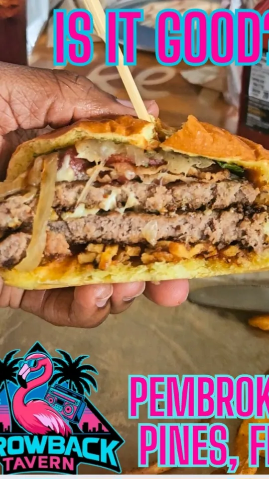 Burger at Throwback Tavern, Pembroke Pines – $15 on the menu