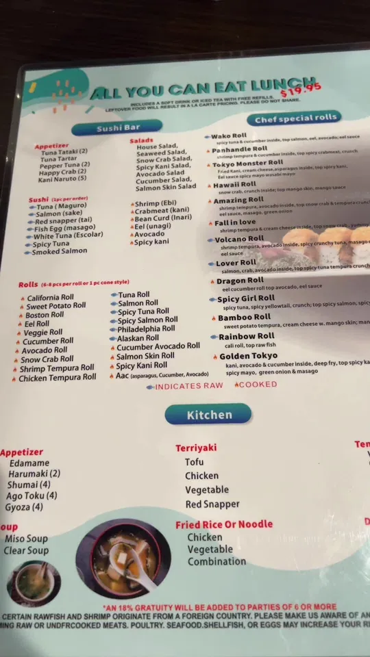 Sushi at Wako Japanese Cuisine, Pensacola